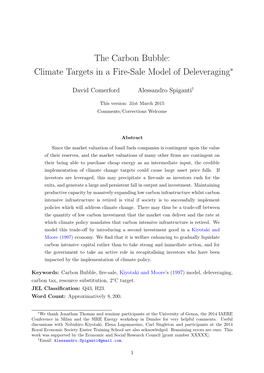 The Carbon Bubble: Climate Targets in a Fire-Sale Model of Deleveraging∗