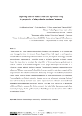 Exploring Farmers' Vulnerabilitiy and Agrobiodiversity in Perspective Of