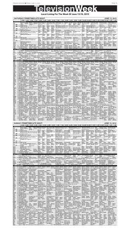 Televisionweek Local Listing for the Week of June 13-19, 2015