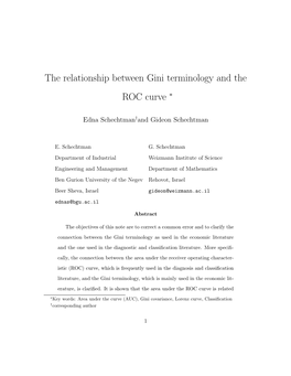 The Relationship Between Gini Terminology and the ROC Curve ∗