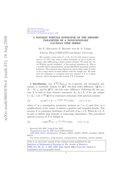 A Wavelet Whittle Estimator of the Memory Parameter of A