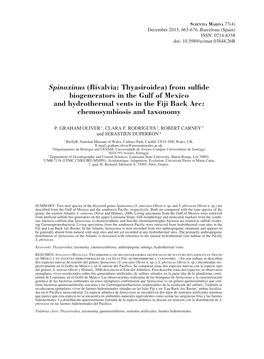 Spinaxinus (Bivalvia: Thyasiroidea) from Sulfide Biogenerators in the Gulf of Mexico and Hydrothermal Vents in the Fiji Back Arc: Chemosymbiosis and Taxonomy