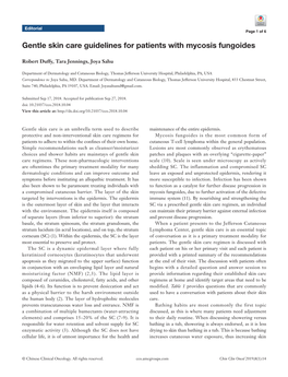 Gentle Skin Care Guidelines for Patients with Mycosis Fungoides