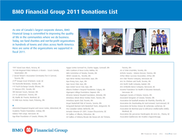 BMO Financial Group Donations List 2011