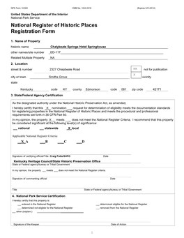 National Register of Historic Places Registration Form