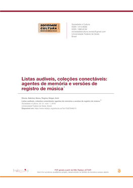 Listas Audíveis, Coleções Conectáveis: Agentes De Memória E Versões De Registro De Música 1