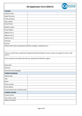 IC6 Application Form 2020-21