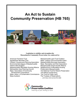 Summary of an Act to Sustain Community Preservation