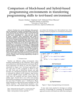 Comparison of Block-Based and Hybrid-Based Programming Environments in Transferring Programming Skills to Text-Based Environment