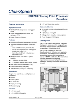 CSX700 Floating Point Processor Datasheet