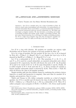 On -Singular and -Extending Modules