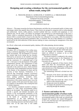 Designing and Creating a Database for the Environmental Quality of Urban Roads, Using GIS