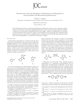 Thionation with the Reagent Combination of Phosphorus Pentasulfide and Hexamethyldisiloxane