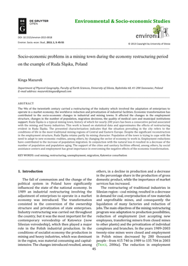 Environmental & Socio-Economic Studies