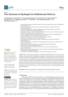 New Horizons in Hydrogels for Methotrexate Delivery