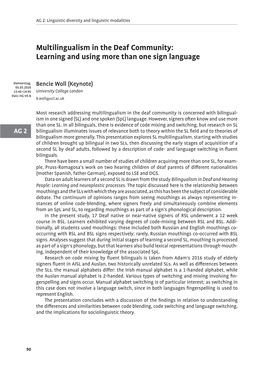 Multilingualism in the Deaf Community: Learning and Using More Than One Sign Language