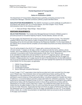 Request for Letters of Interest October 30, 2020 CSXT New River Bridge Repair CM/GC Contract