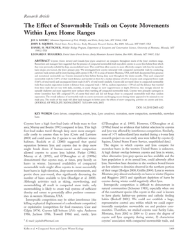 The Effect of Snowmobile Trails on Coyote Movements Within Lynx Home Ranges