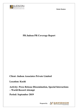 PR Judson PR Coverage Report Client: Judson Associates Private