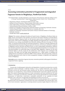 Assessing Restoration Potential of Fragmented and Degraded Fagaceae Forests in Meghalaya, North-East India
