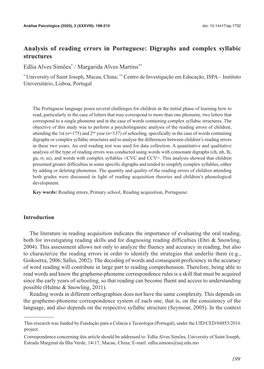 Analysis of Reading Errors in Portuguese: Digraphs and Complex