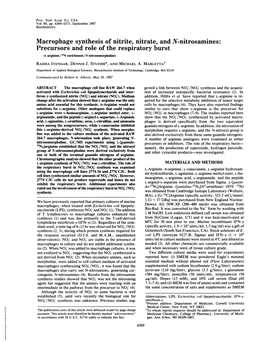 Macrophage Synthesis of Nitrite, Nitrate, and N-Nitrosamines