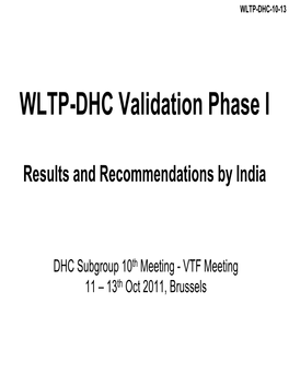 WLTP Validation Phase I Results and Recommendations by India