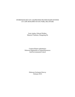 Hydrogeology of a Rapid Infiltration Basin System at Cape Henlopen State Park, Delaware