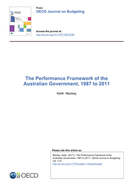 The Performance Framework of the Australian Government, 1987 to 2011