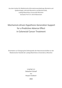 Mechanism-Driven Hypothesis Generation Support for a Predictive Adverse Effect in Colorectal Cancer Treatment