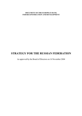 Strategy for the Russian Federation