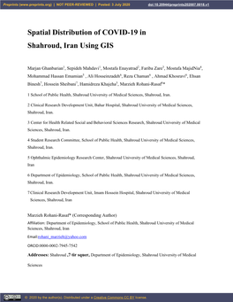 Spatial Distribution of COVID-19 in Shahroud, Iran Using GIS