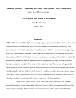 A Comparison of News Frames Used to Depict the Clinton/Lewinsky Scandal