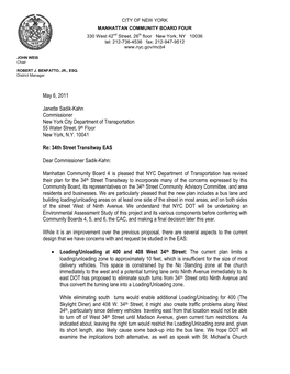 Letter to DOT Re 34Th Street Transitway