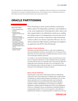 Oracle Data Sheet