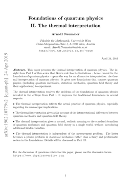 Foundations of Quantum Physics II. the Thermal Interpretation