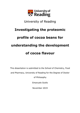 Investigating the Proteomic Profile of Cocoa Beans for Understanding The