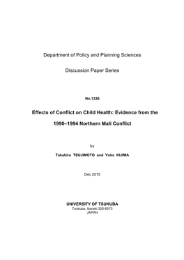 Effects of Conflict on Child Health: Evidence from The