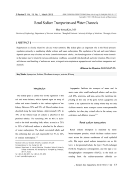 Renal Sodium Transporters and Water Channels