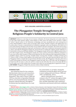 The Planggatan Temple Strengtheners of Religious People's Solidarity in Central Java