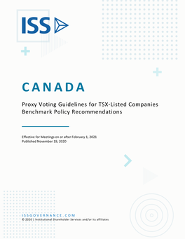 Canada Proxy Voting Guidelines for TSX-Listed Companies