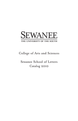 College of Arts and Sciences Sewanee School of Letters Catalog