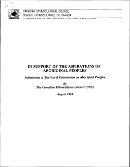 In Support of the Aspirations of Aboriginal Peoples