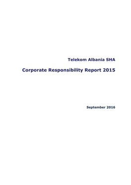 Telekom Albania SHA Corporate Responsibility Report 2015