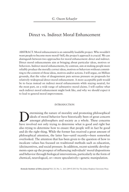 Direct Vs. Indirect Moral Enhancement G