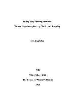 Women Negotiating Poverty, Work, and Sexuality Mei-Hua Chen Phd