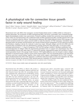 A Physiological Role for Connective Tissue Growth Factor in Early Wound