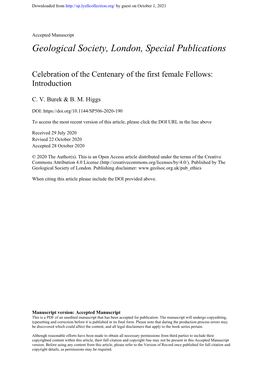 Celebration of the Centenary of the First Female Fellows: Introduction