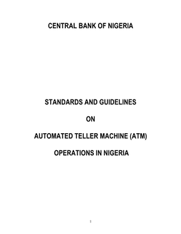 Standards and Guidelines on Automated Teller Machine (ATM)