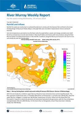 River Murray Operations Weekly Report 30Th January 2019